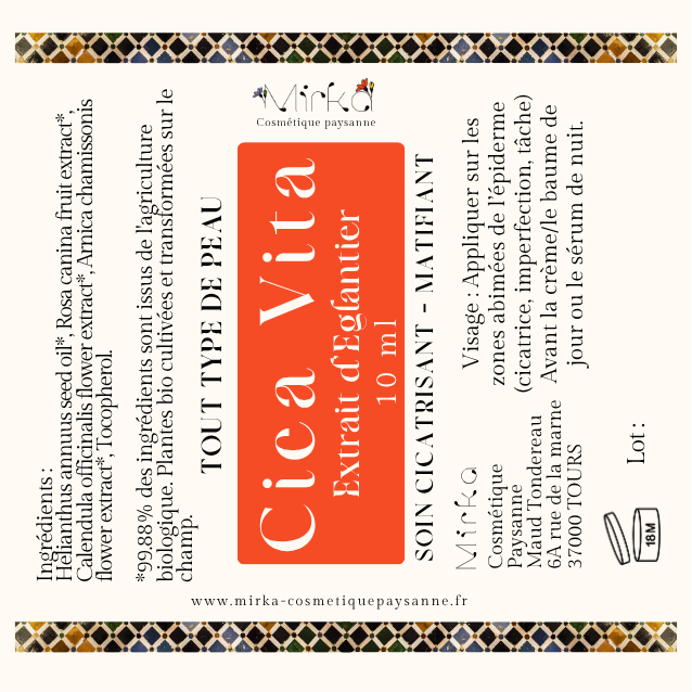 Roll-on Cica Vita étiquette - soin réparateur naturel tous types peaux - Mirka