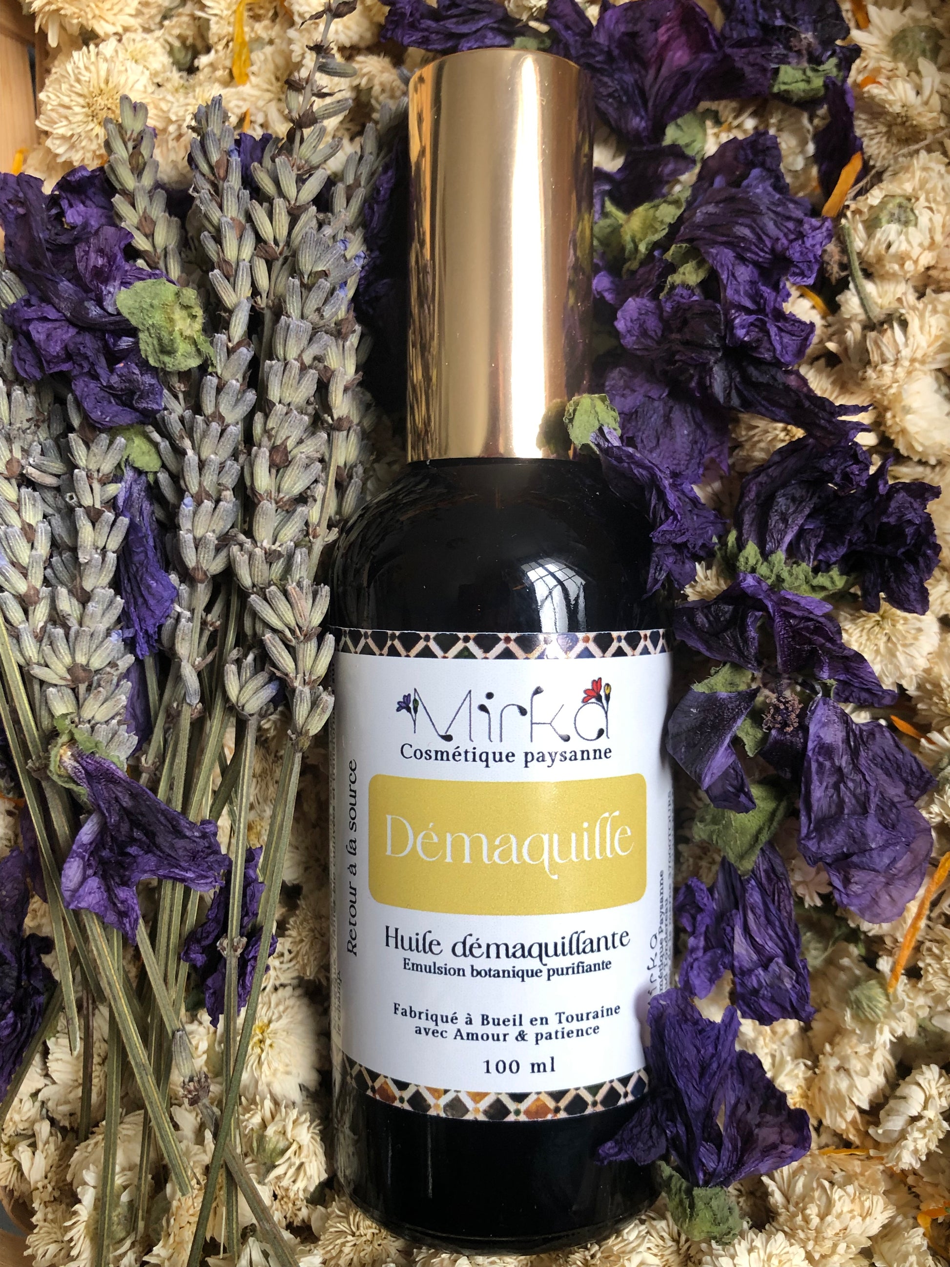 Huile démaquillante - soin nettoyant naturel artisanal - Mirka cosmétique paysanne