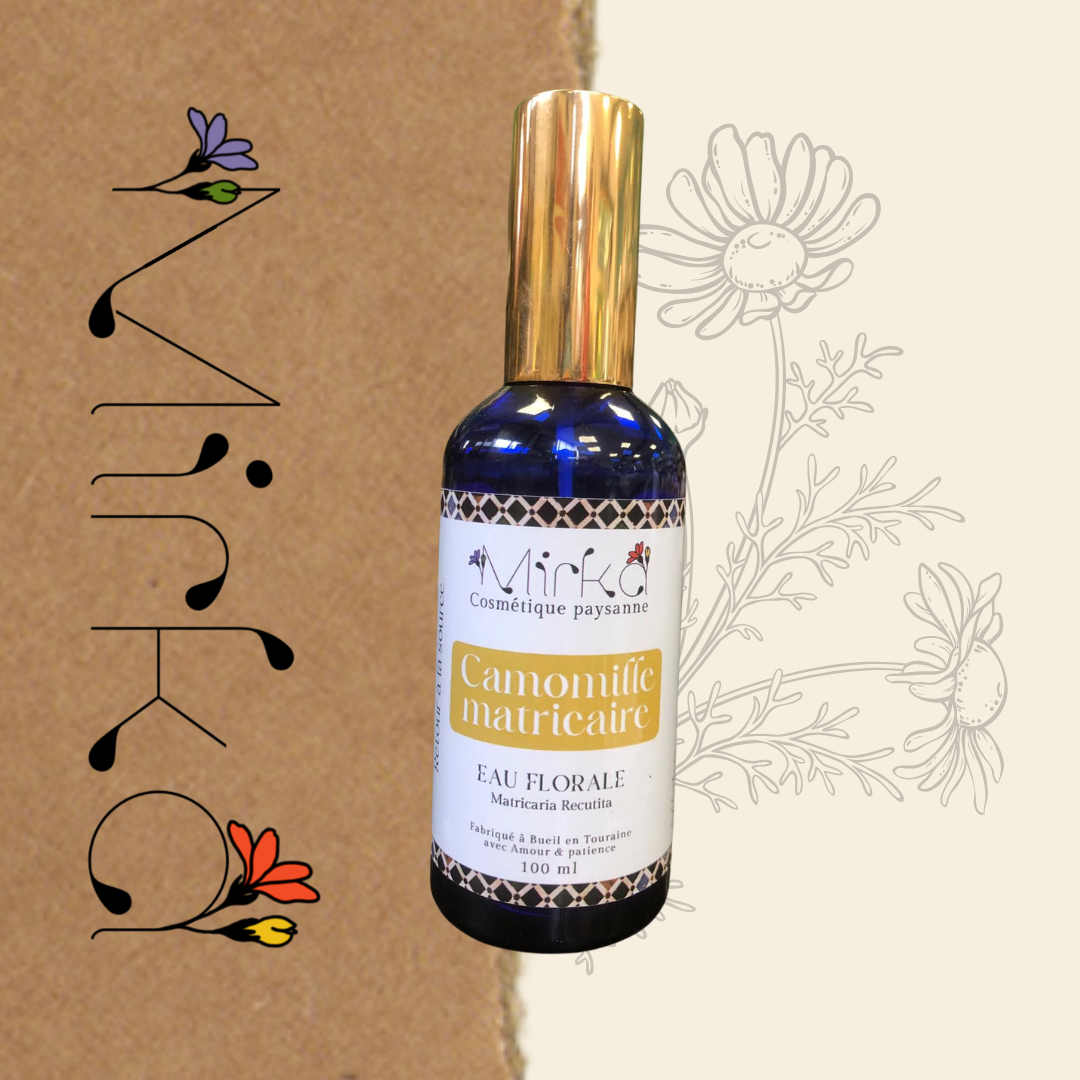 Hydrolat de camomille matricaire - apaisant peaux irritées - Mirka Cosmétique Paysanne