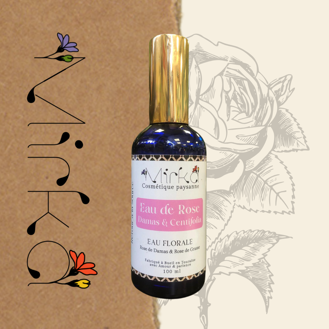 Eau de rose Damas et Centifolia 100ml - hydrolat naturel douceur peau - Mirka Cosmétique Paysanne