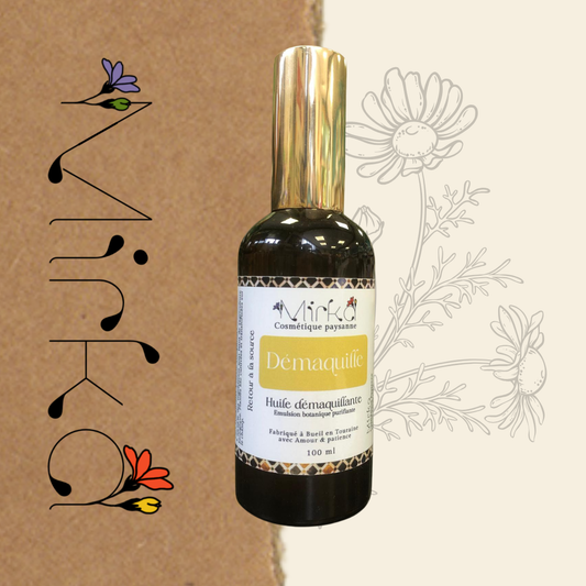Huile démaquillante - nettoyage doux et naturel peau sensible - Mirka Cosmétique Paysanne