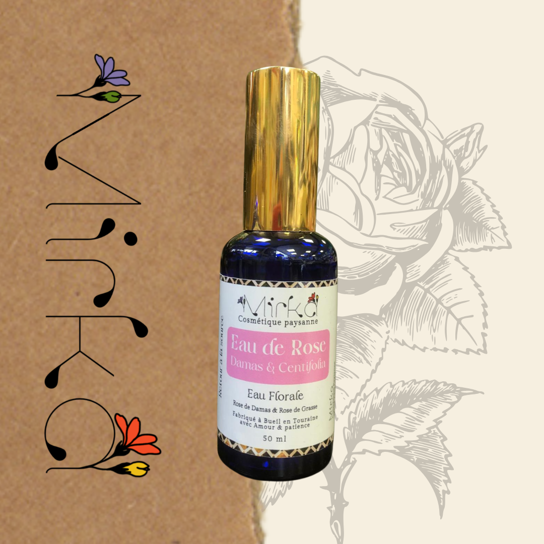 Eau de rose Damas et Centifolia 50ml - hydrolat naturel douceur peau - Mirka Cosmétique Paysanne