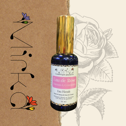 Eau de rose Damas et Centifolia 50ml - hydrolat naturel douceur peau - Mirka Cosmétique Paysanne