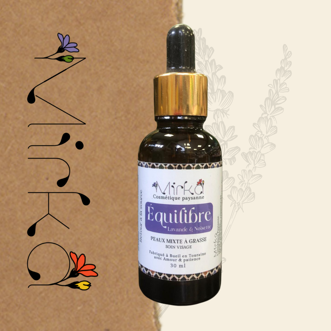 Huile de soin visage Équilibre - peaux mixtes à grasses - Mirka Cosmétique Paysanne