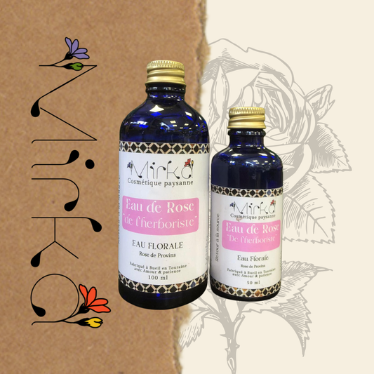 Eau de rose de Provins 50ml et 100ml - hydrolat naturel floral - Mirka Cosmétique Paysanne